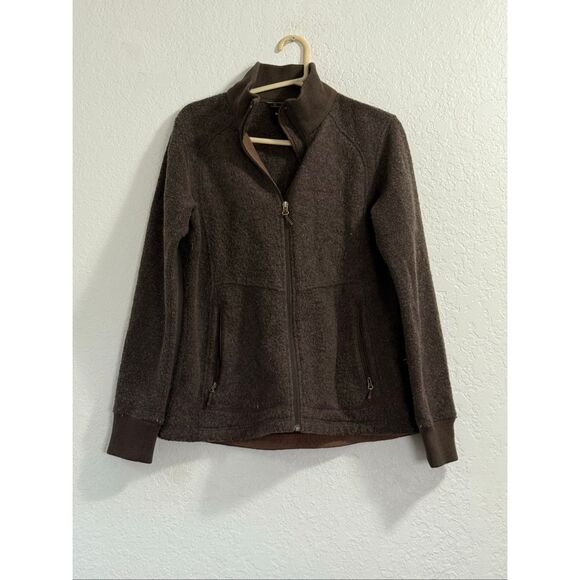 Marmot wool blend sweater jacket sz L warm cozy winter brown - Picture 1 of 5